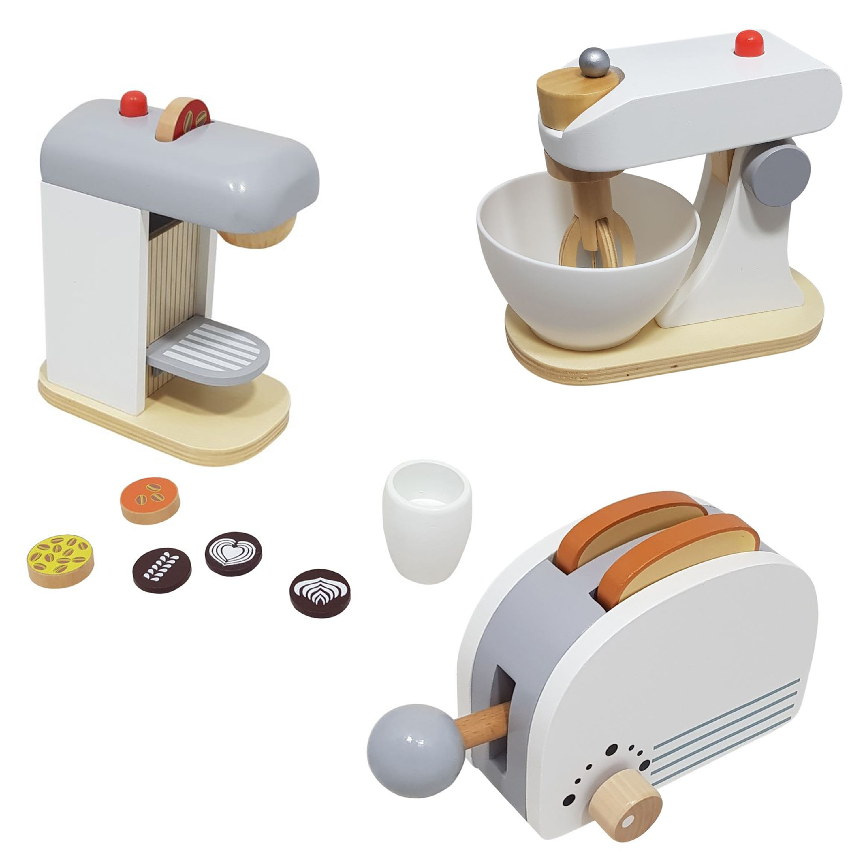 Kinder Küchengeräte Set mit Mixer, Toaster & Espresso Maschine